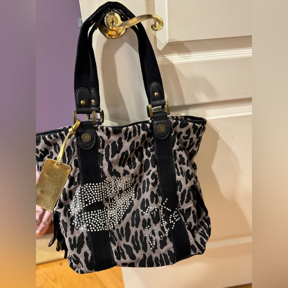 Vintage Betsy Johnson leopard tote